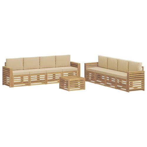 Комплекти дивани 9 pcs Бяло и Бежово 59 x 59 x 37 см Полиестер