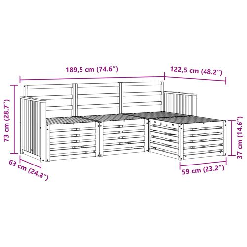 Комплект дивани за открито 4 pcs Бяло 189,5 x 122,5 x 73 см
