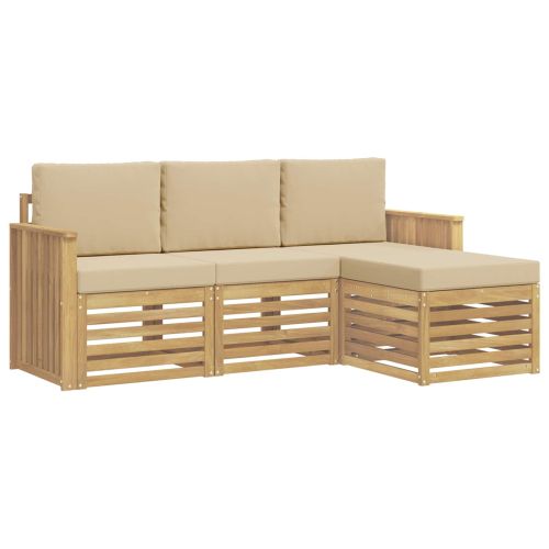 Комплект дивани за открито 4 pcs Бяло и Бежово