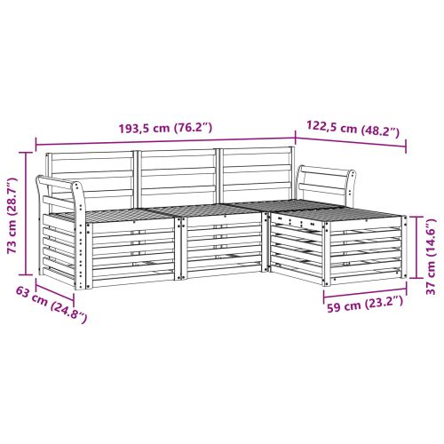 Комплект дивани за открито 4 pcs Бяло 193,5 x 122,5 x 73 см