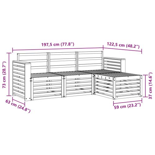 Комплект дивани за открито 4 pcs Бяло 197,5 x 122,5 x 73 см