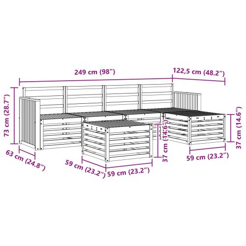 Комплект дивани за открито 6 pcs Бяло 59 x 59 x 37 см