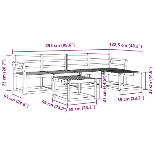 Комплект дивани за открито 6 pcs Бяло 59 x 59 x 37 см