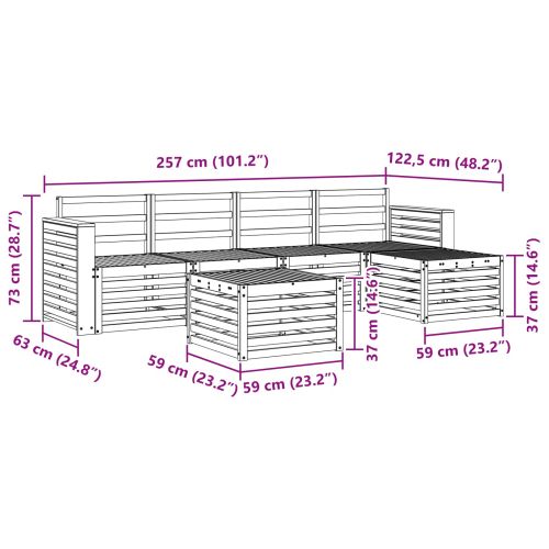 Комплект дивани за открито 6 pcs Бяло 59 x 59 x 37 см