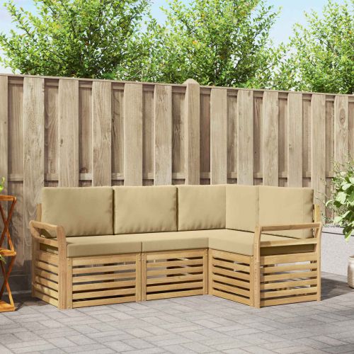Комплекти дивани 4 pcs Бяло и Бежово 190 x 130,5 x 73 см