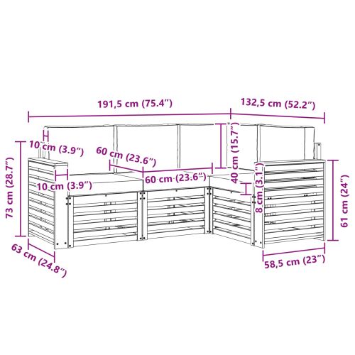 Комплекти дивани 4 pcs Бяло и антрацит 191 x 132,5 x 73 см