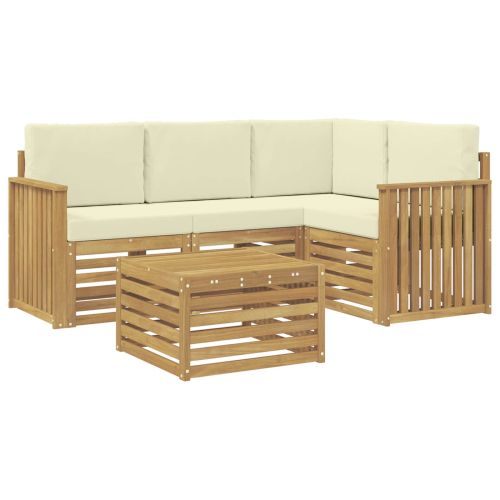Комплект дивани за открито 5 pcs Бяло и кремаво 59 x 59 x 37 см