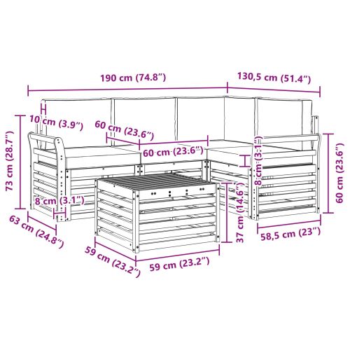 Комплект дивани за открито 5 pcs Бяло и антрацит