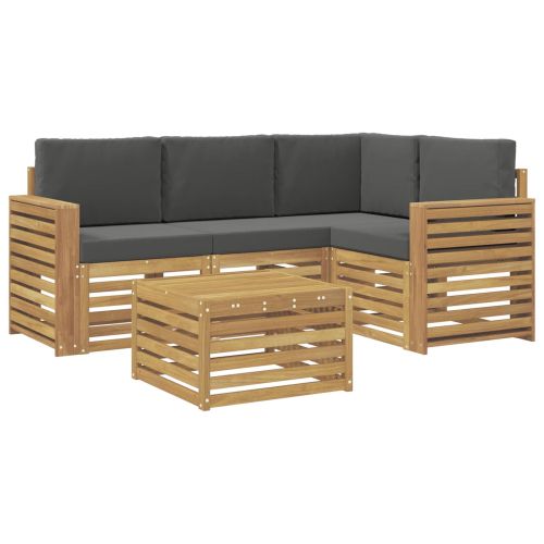 Комплект дивани за открито 5 pcs Бяло и антрацит
