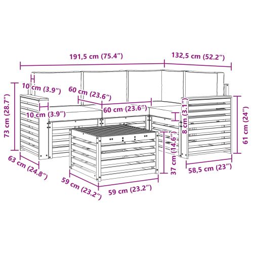 Комплект дивани за открито 5 pcs Бяло и антрацит