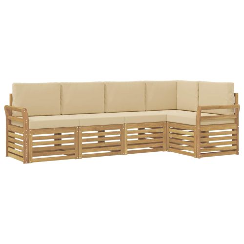 Комплект дивани за открито 5 pcs Бяло и Бежово
