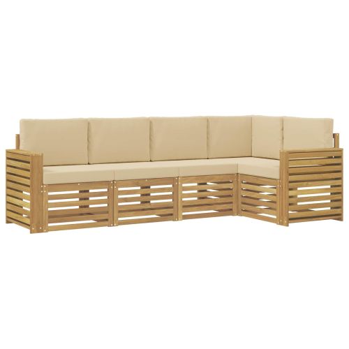 Комплект дивани за открито 5 pcs Бяло и Бежово