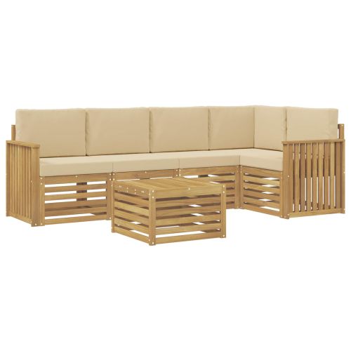 Комплект дивани за открито 6 pcs Бяло и Бежово 59 x 59 x 37 см