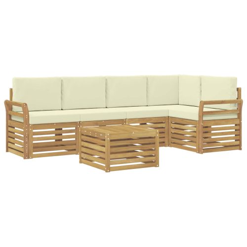 Комплект дивани за открито 6 pcs Бяло и кремаво 59 x 59 x 37 см