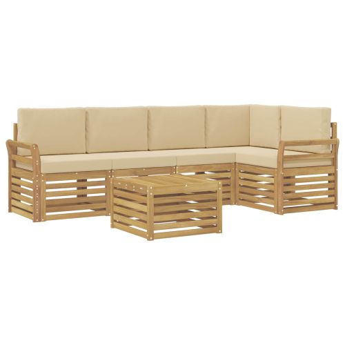 Комплект дивани за открито 6 pcs Бяло и Бежово 59 x 59 x 37 см