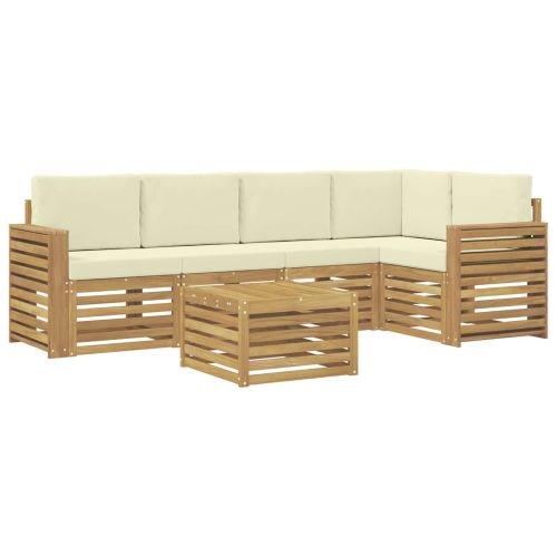 Комплект дивани за открито 6 pcs Бяло и кремаво 59 x 59 x 37 см
