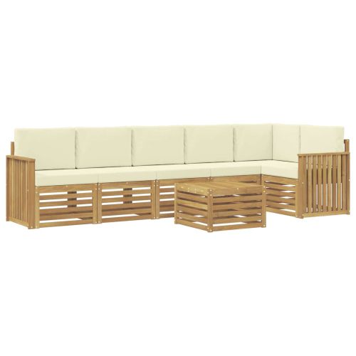 Комплект дивани за открито 7 pcs Бяло и кремаво 59 x 59 x 37 см
