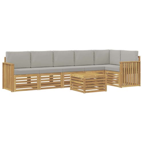 Комплект дивани за открито 7 pcs Бяло и светлосиво