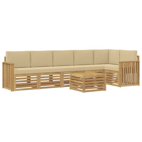 Комплект дивани за открито 7 pcs Бяло и Бежово 59 x 59 x 37 см
