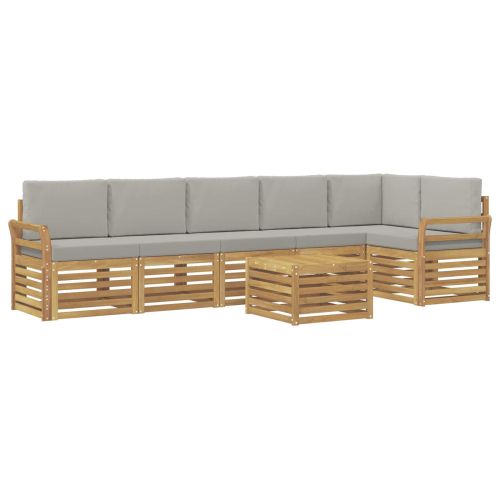 Комплект дивани за открито 7 pcs Бяло и светлосиво