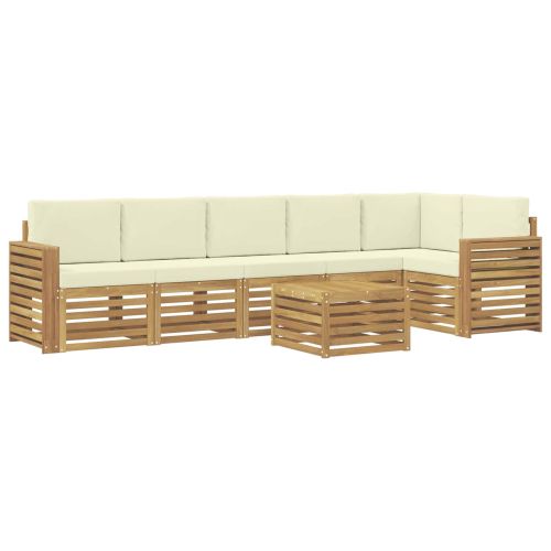 Комплект дивани за открито 7 pcs Бяло и кремаво 59 x 59 x 37 см