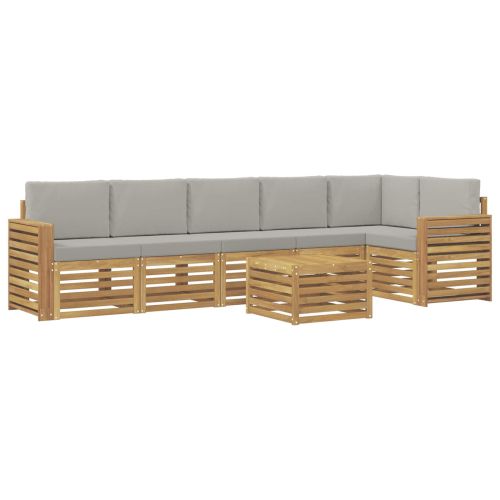 Комплект дивани за открито 7 pcs Бяло и светлосиво