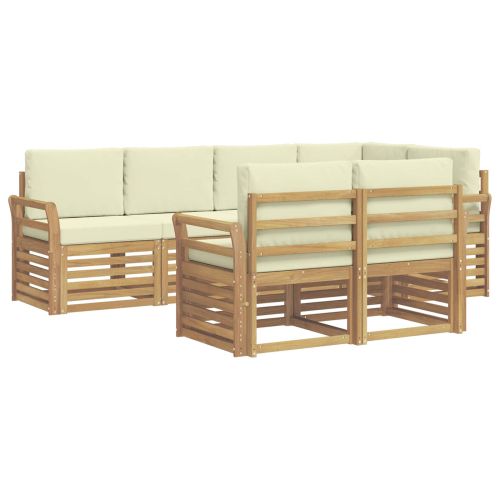 Комплект дивани за открито 7 pcs Бяло и кремаво