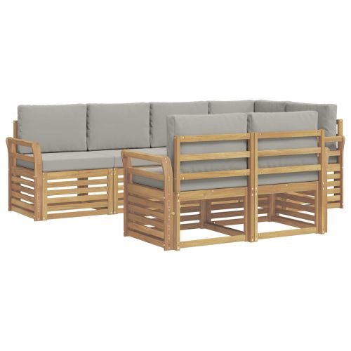 Комплект дивани за открито 7 pcs Бяло и светлосиво