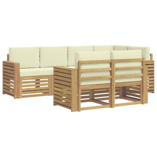 Комплект дивани за открито 7 pcs Бяло и кремаво