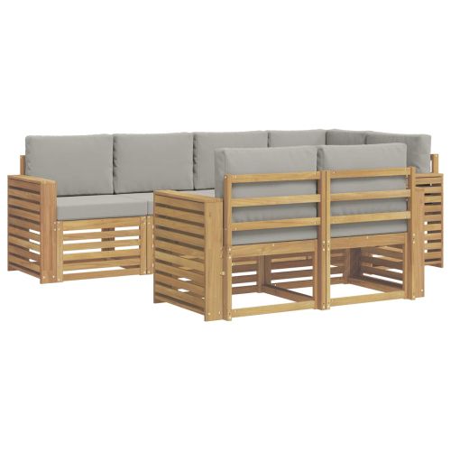 Комплект дивани за открито 7 pcs Бяло и светлосиво