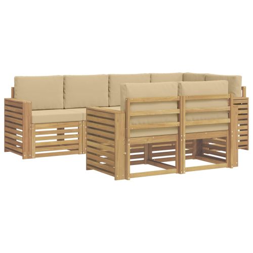 Комплект дивани за открито 7 pcs Бяло и Бежово