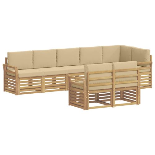 Комплект дивани за открито 8 pcs Бяло и Бежово