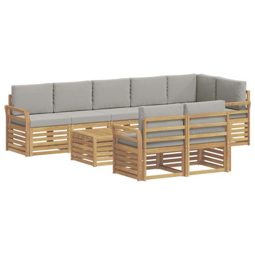 Комплект дивани за открито 9 pcs Бяло и светлосиво