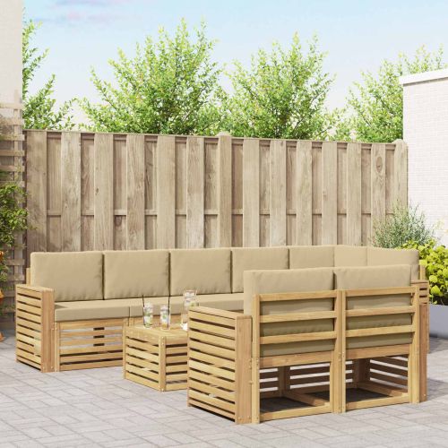 Комплект дивани за открито 9 pcs Бяло и Бежово 59 x 59 x 37 см