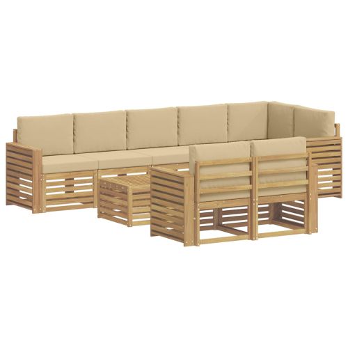 Комплект дивани за открито 9 pcs Бяло и Бежово 59 x 59 x 37 см