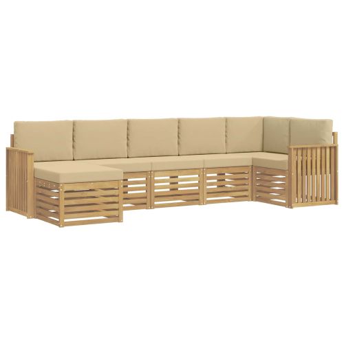 Комплект дивани за открито 7 pcs Бяло и Бежово