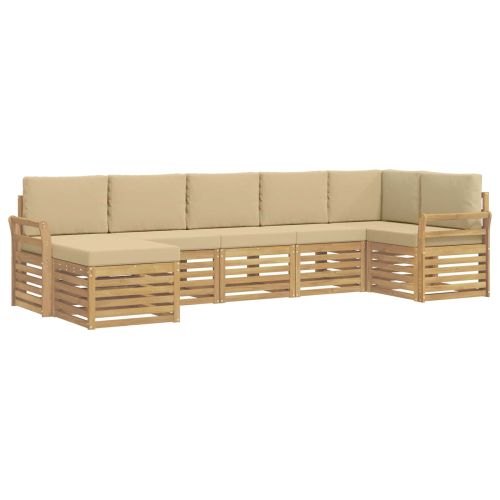 Комплект дивани за открито 7 pcs Бяло и Бежово
