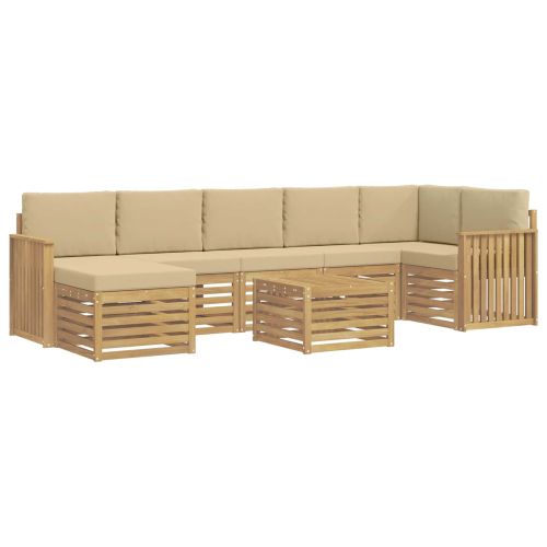 Комплект дивани за открито 8 pcs Бяло и Бежово 59 x 59 x 37 см