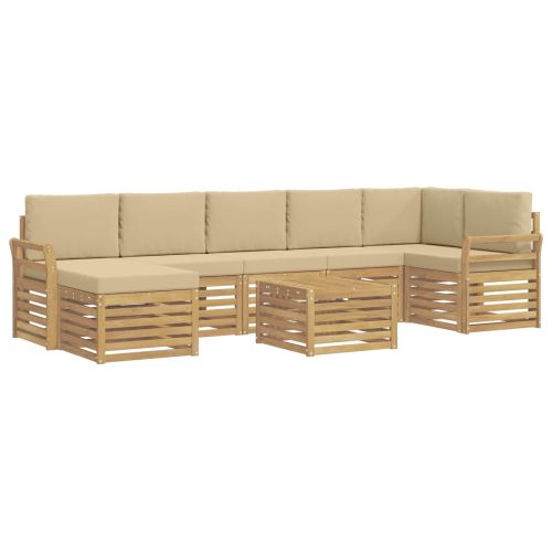Комплект дивани за открито 8 pcs Бяло и Бежово 59 x 59 x 37 см