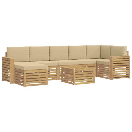 Комплект дивани за открито 8 pcs Бяло и Бежово 59 x 59 x 37 см