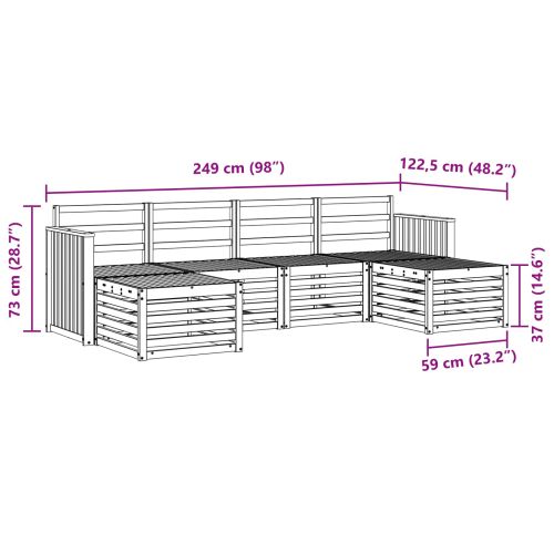 Комплект дивани за открито 6 pcs Бяло 249 x 122,5 x 73 см