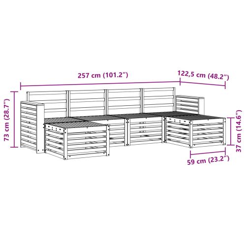 Комплект дивани за открито 6 pcs Бяло 257 x 122,5 x 73 см