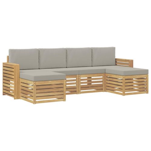 Комплект дивани за открито 6 pcs Бяло и светлосиво