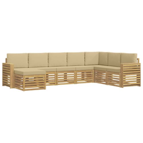 Комплект дивани за открито 8 pcs Бяло и Бежово