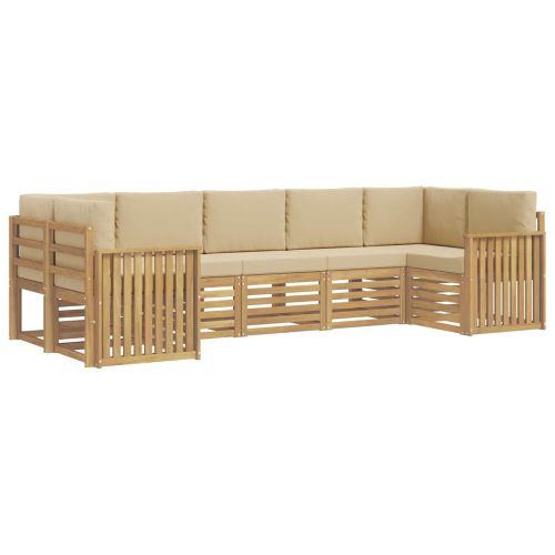 Комплект дивани за открито 7 pcs Бяло и Бежово