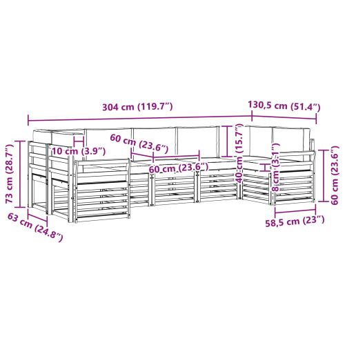 Комплект дивани за открито 7 pcs Бяло и светлосиво