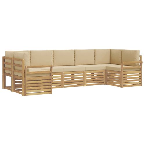 Комплект дивани за открито 7 pcs Бяло и Бежово