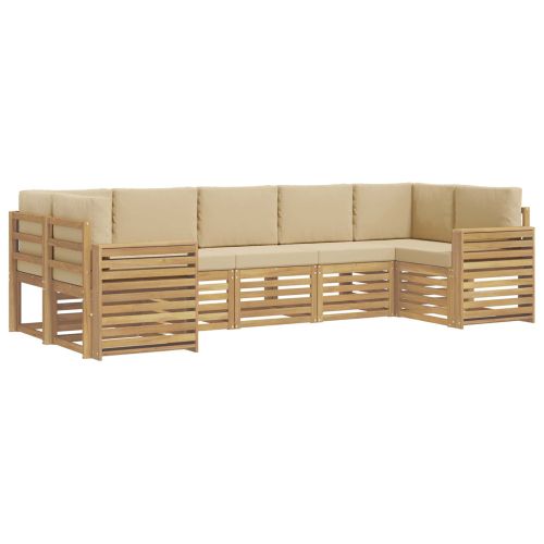 Комплект дивани за открито 7 pcs Бяло и Бежово