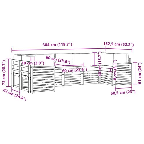 Комплект дивани за открито 7 pcs Бяло и Бежово