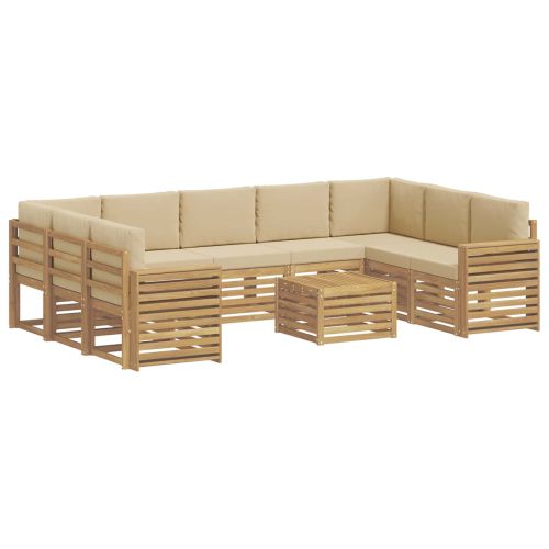 Комплект дивани за открито 10 pcs Бяло и Бежово 59 x 59 x 37 см